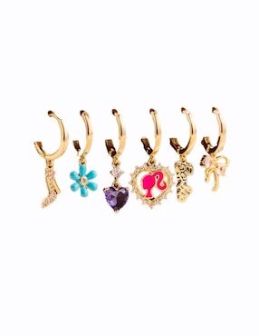 Set de Aretes Barbie Nira de Oro laminado 9 k con acabado brillante zirconia cúbica