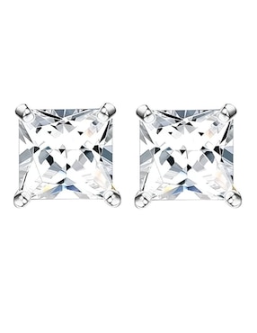 Aretes cortos cuadrados Xtellar de plata P 925 con acabado brillante zirconia