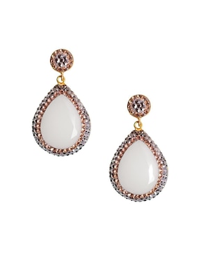 Aretes de gota Sultan Süleyman Queen Farah de plata p 925 con acabado baño de oro ojo de gato