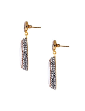Aretes de gota Sultan Süleyman Queen Farah de plata p 925 con acabado baño de oro ojo de gato