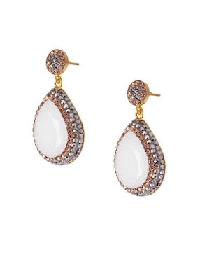 Aretes de gota Sultan Süleyman Queen Farah de plata p 925 con acabado baño de oro ojo de gato