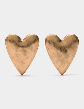 Aretes largos de corazón Parfois Golden Basics con acabado brillante