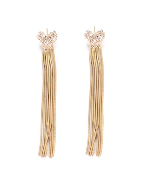 Aretes largos de corazón Lieb con acabado brillante cristal