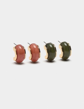 Set de aretes Parfois Maison Clay con acabado brillante