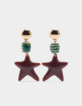 Aretes largos de estrella Parfois Wine & Dine con acabado brillante