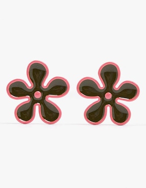 Aretes cortos de flor Parfois Maison Clay con acabado brillante