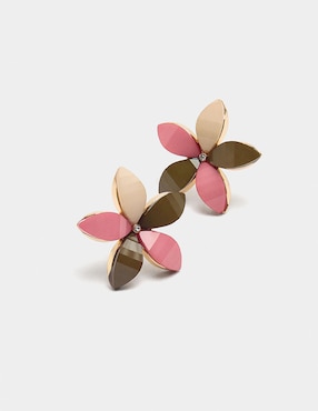 Aretes cortos de flor Parfois Wine & Dine con acabado brillante