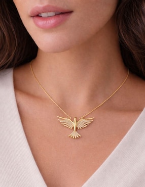 Collar con dije de paloma Yoiko baño de oro 18 k