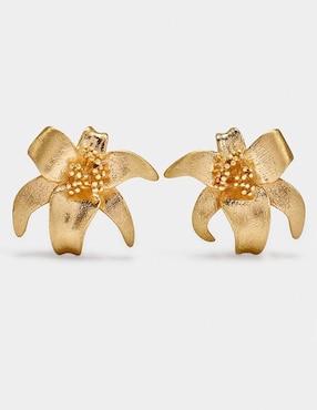Aretes cortos de flor Parfois con acabado brillante