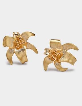 Aretes cortos de flor Parfois con acabado brillante