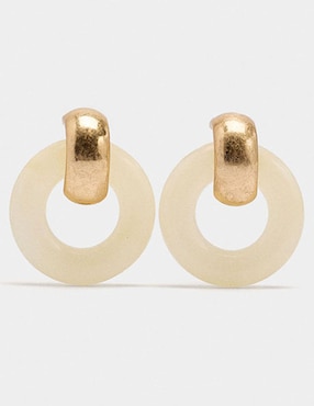 Aretes largos circulares Parfois Golden Basics con acabado pulido