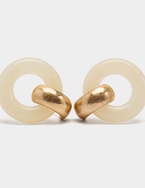 Aretes largos circulares Parfois Golden Basics con acabado pulido