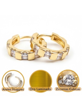 Huggies CM-Top de oro laminado 14 K con acabado brillante zirconia