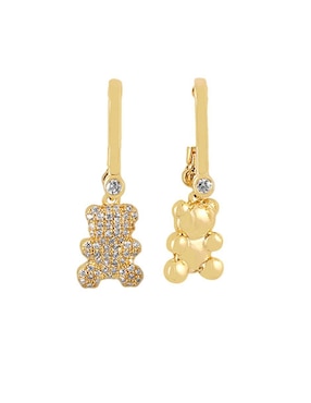 Set de aretes Nira Amor de oro laminado 10 K con acabado brillante zirconia cúbica