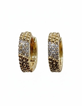 Set de aretes Nira de oro laminado 10 K con acabado brillante zirconia cúbica
