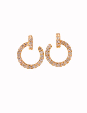 Set de aretes Nira de oro laminado 10 K con acabado brillante zirconia cúbica