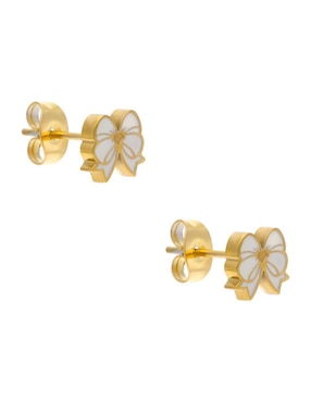 Aretes cortos de moño Nuvi con acabado brillante
