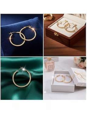 Arracadas Cm-Top de oro laminado 14 k con acabado chapa de oro