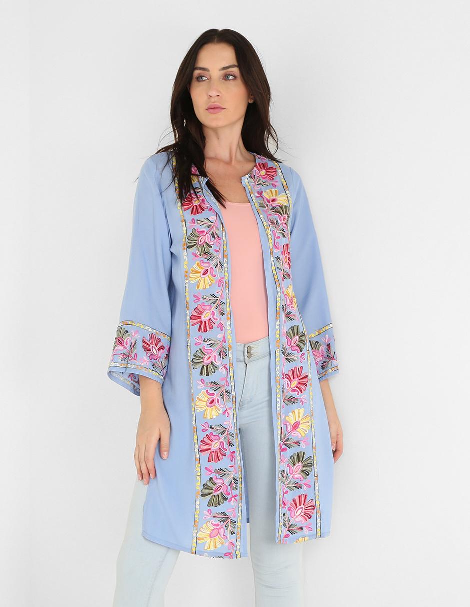 Kimono azul con bordado 1