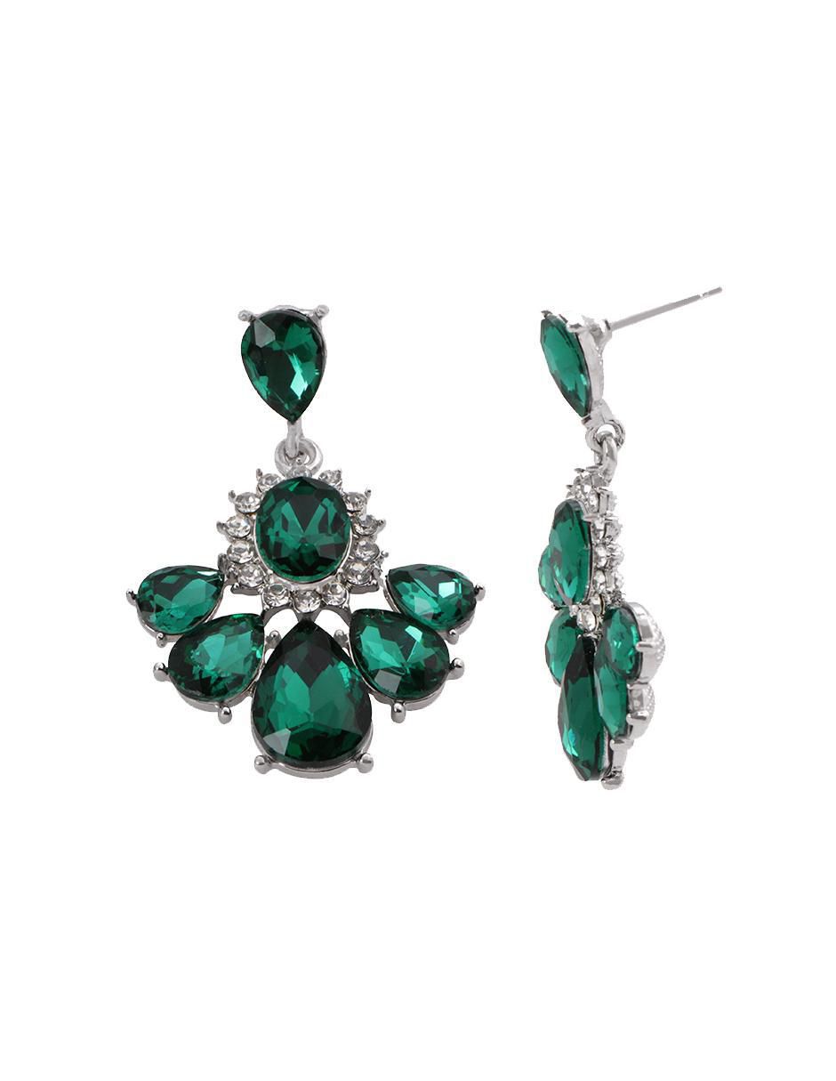 Aretes de gota con acabado baño rodio cristal
