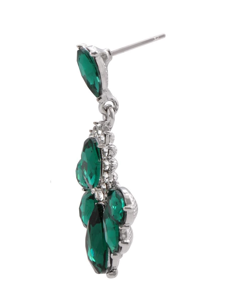 Aretes de gota con acabado baño rodio cristal 3