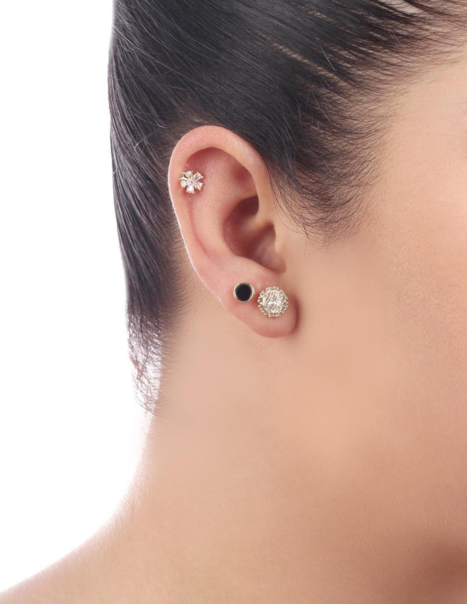 Broqueles con acabado baño de oro 18 K cristal 3