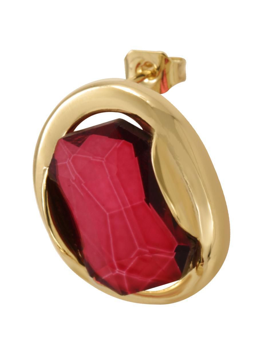 Aretes ovalados con acabado chapa de oro cristal 2