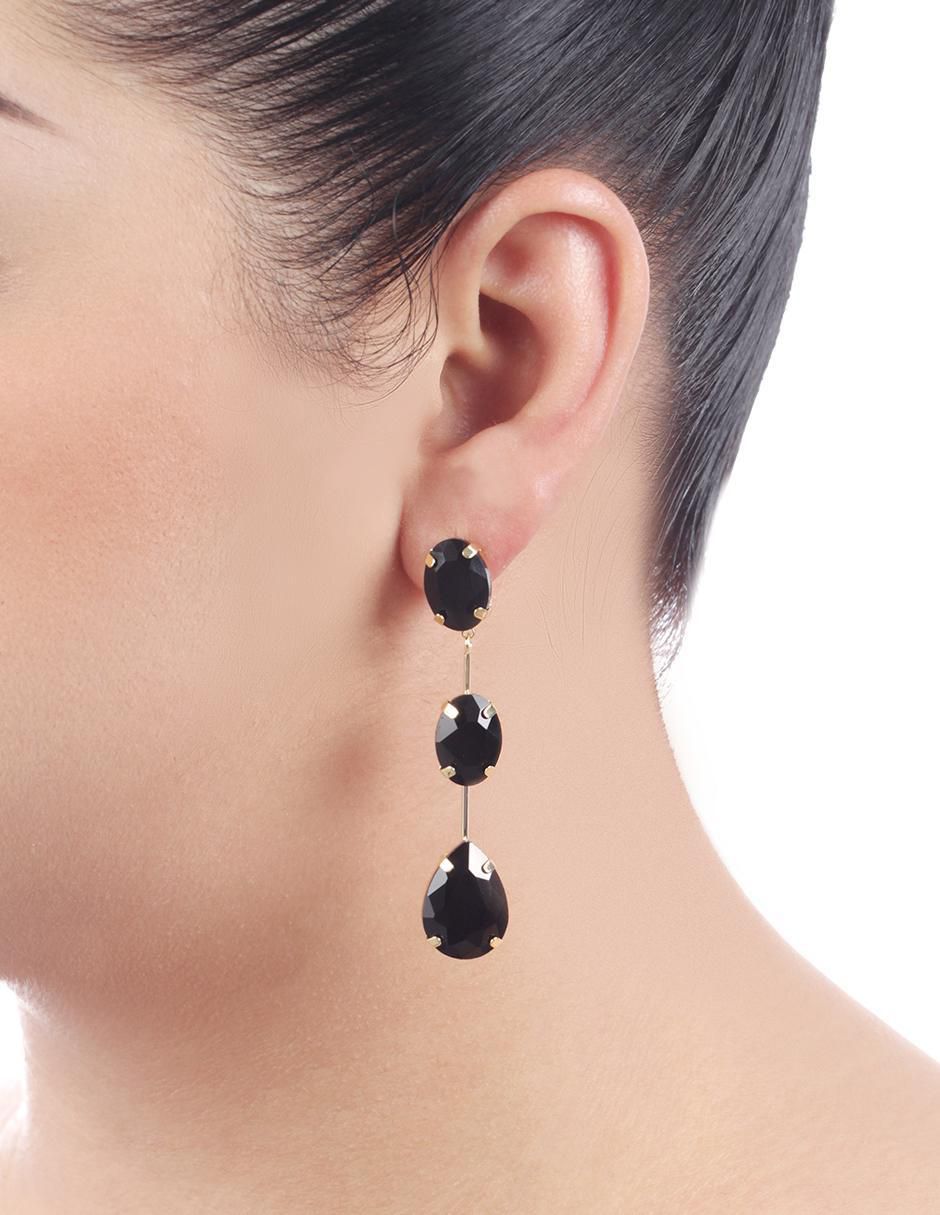 Aretes con acabado chapa de oro cristal 3