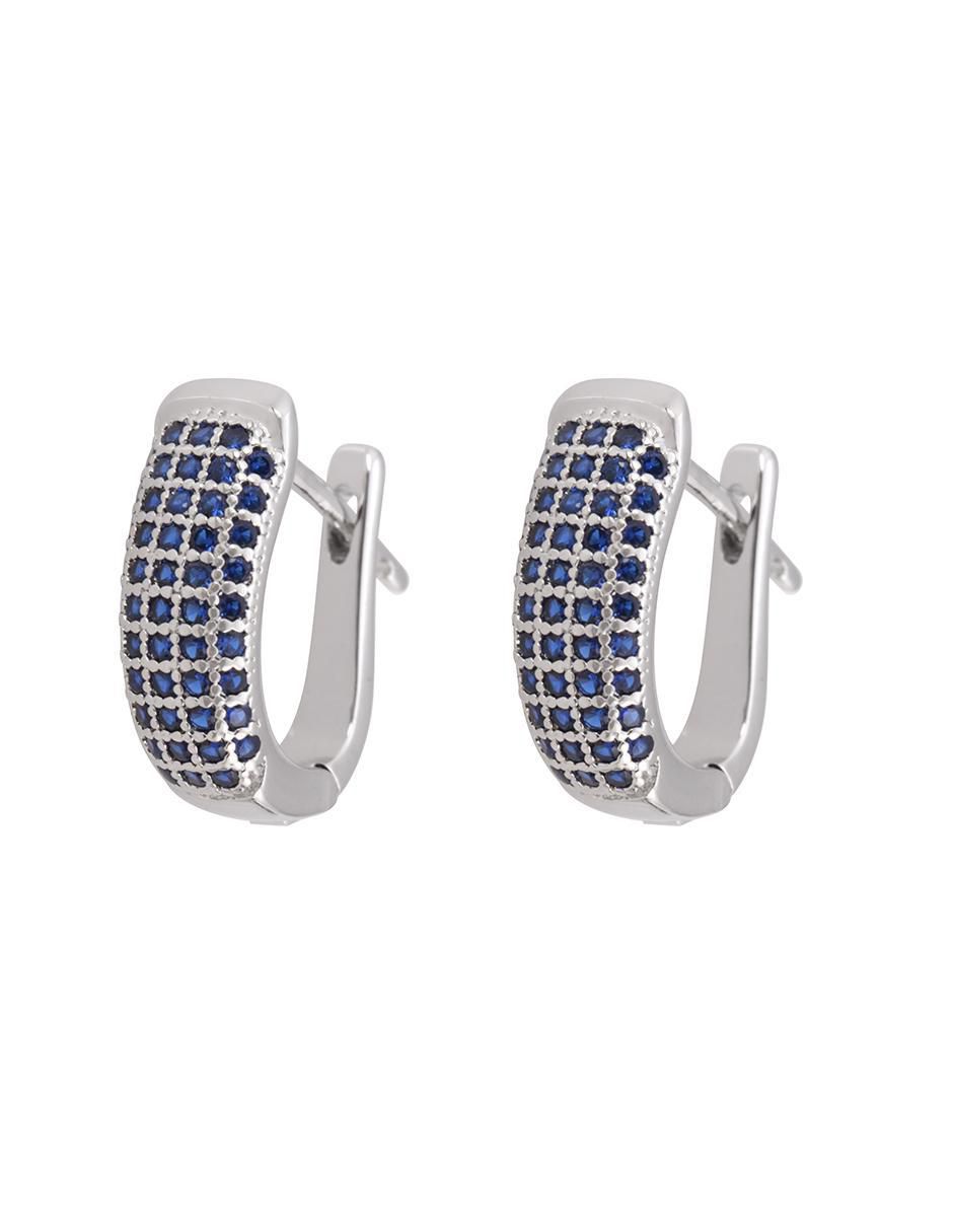 Aretes con acabado baño rodio zirconia
