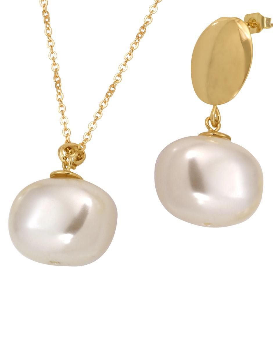 Aretes y collar ovalados 18 k 2