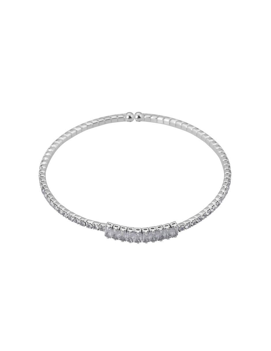 Brazalete con acabado baño rodio