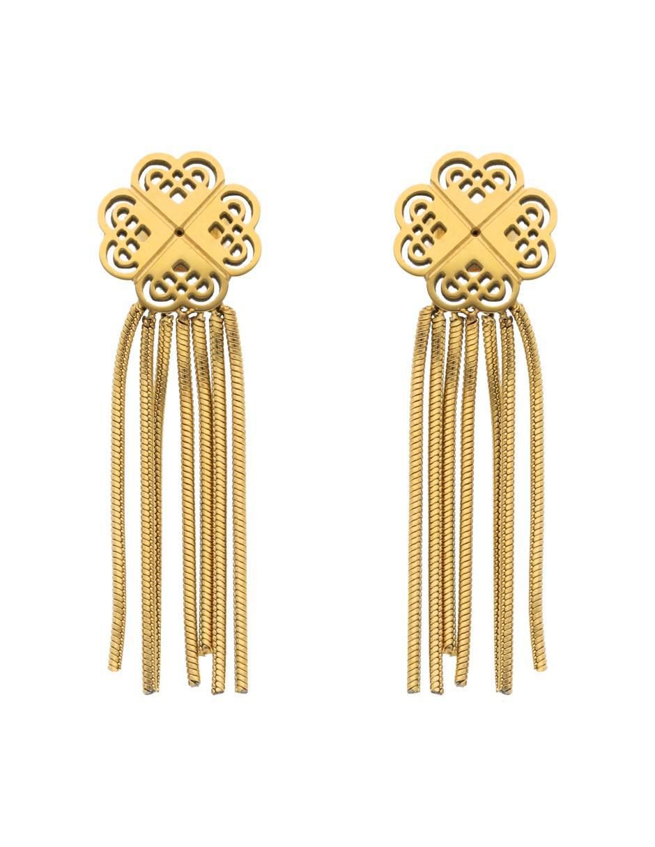 Aretes de trébol Trebol Dorado con acabado brillante