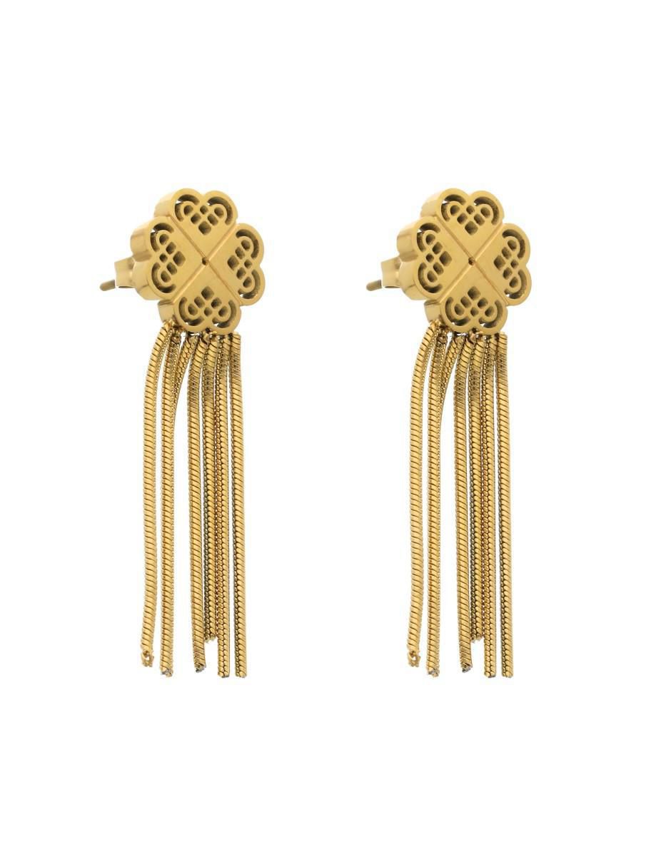 Aretes de trébol Trebol Dorado con acabado brillante 2