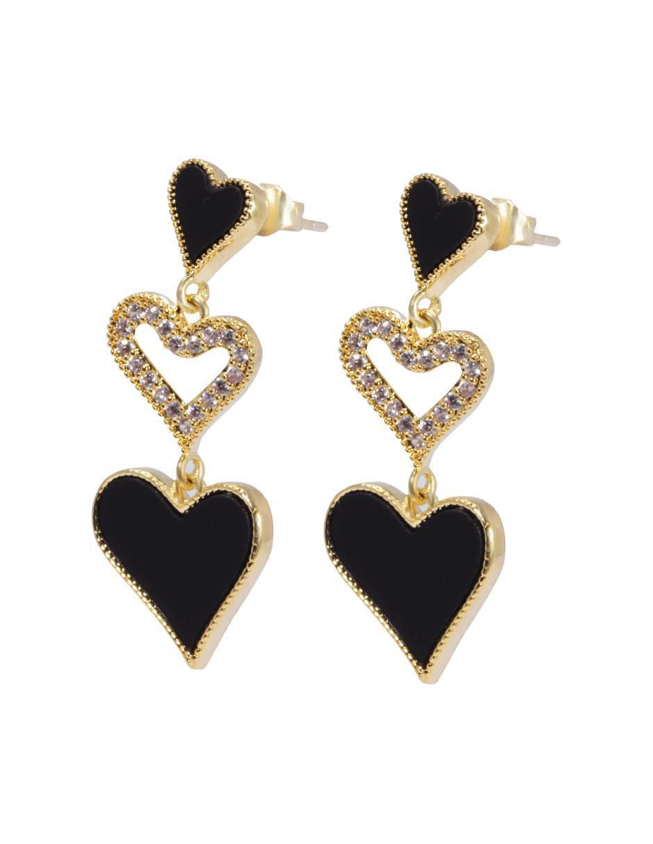 Aretes de corazón 18 K con acabado esmaltado zirconia 2