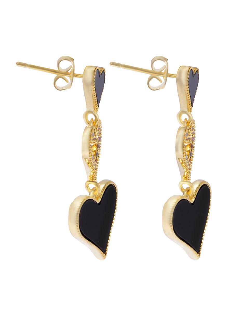 Aretes de corazón 18 K con acabado esmaltado zirconia 3