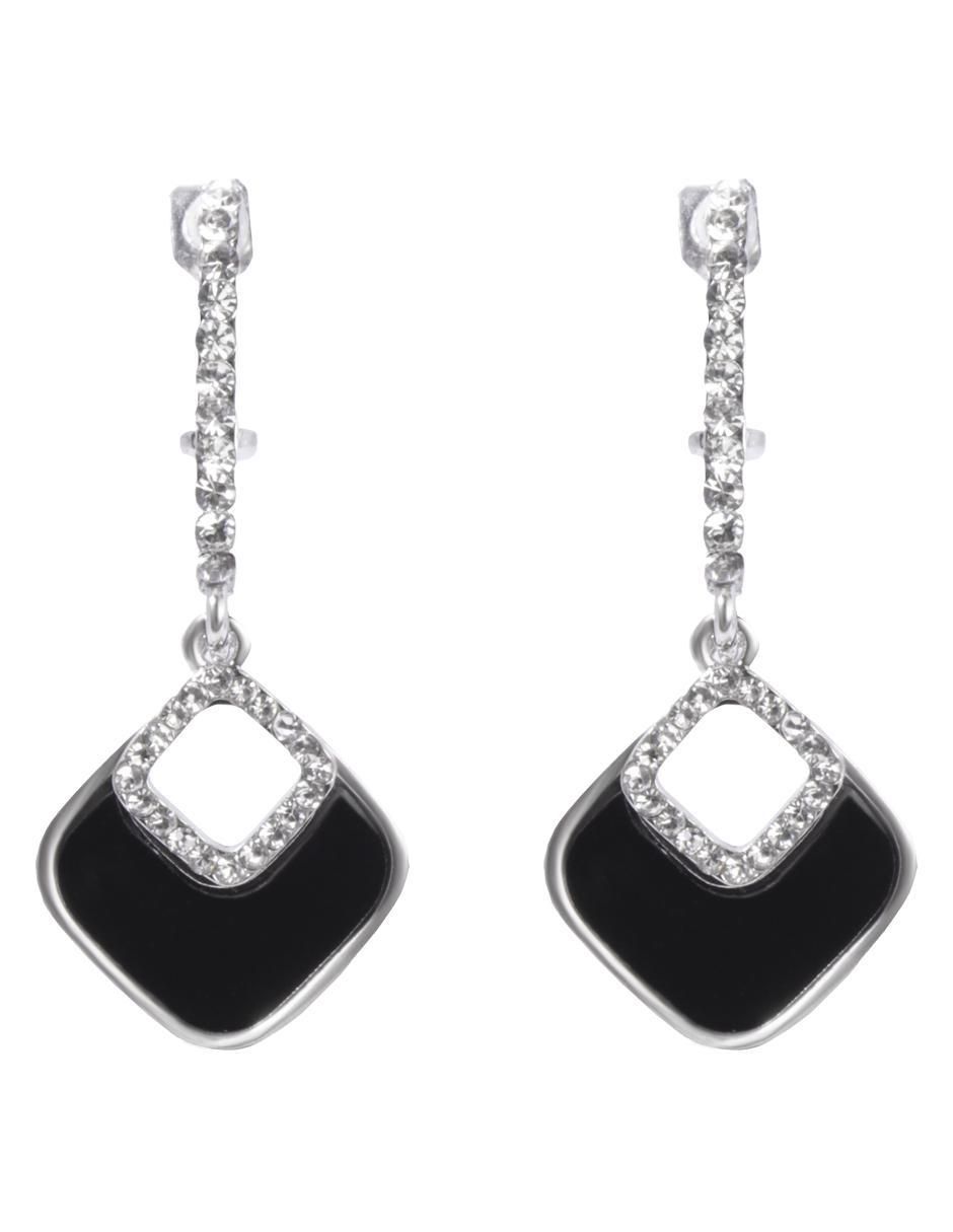 Aretes con acabado baño rodio cristal