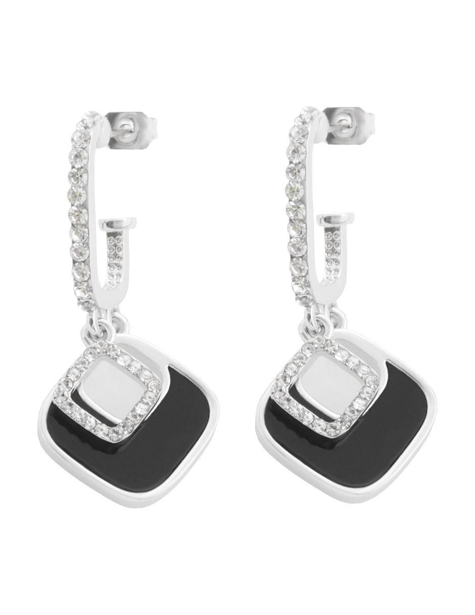 Aretes con acabado baño rodio cristal 2