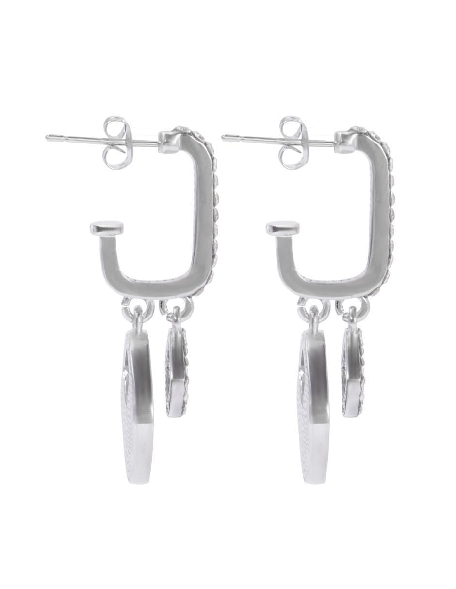 Aretes con acabado baño rodio cristal 3