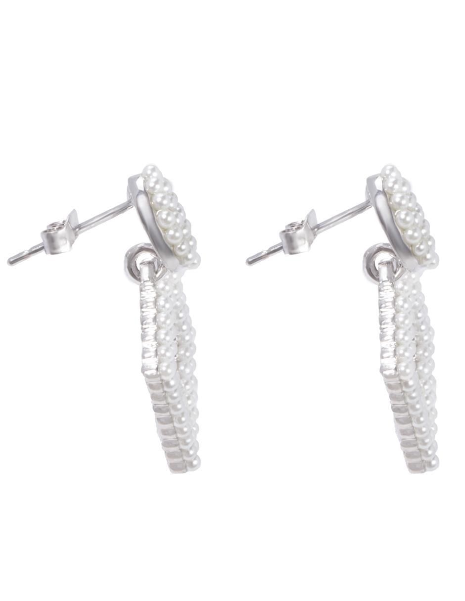 Aretes con acabado baño rodio imitación perla 3