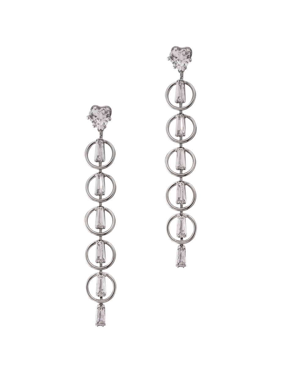 Aretes con acabado baño rodio zirconia