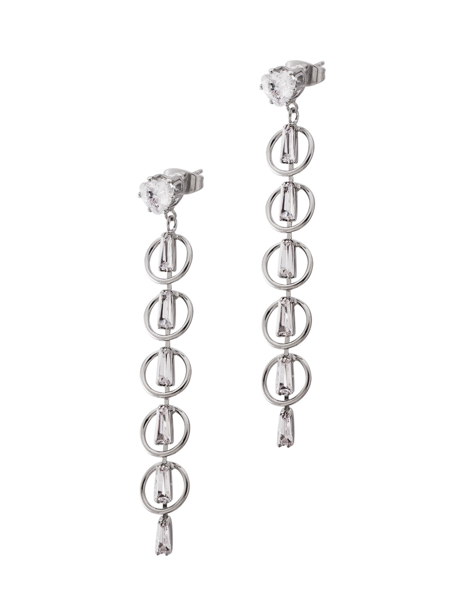 Aretes con acabado baño rodio zirconia 2