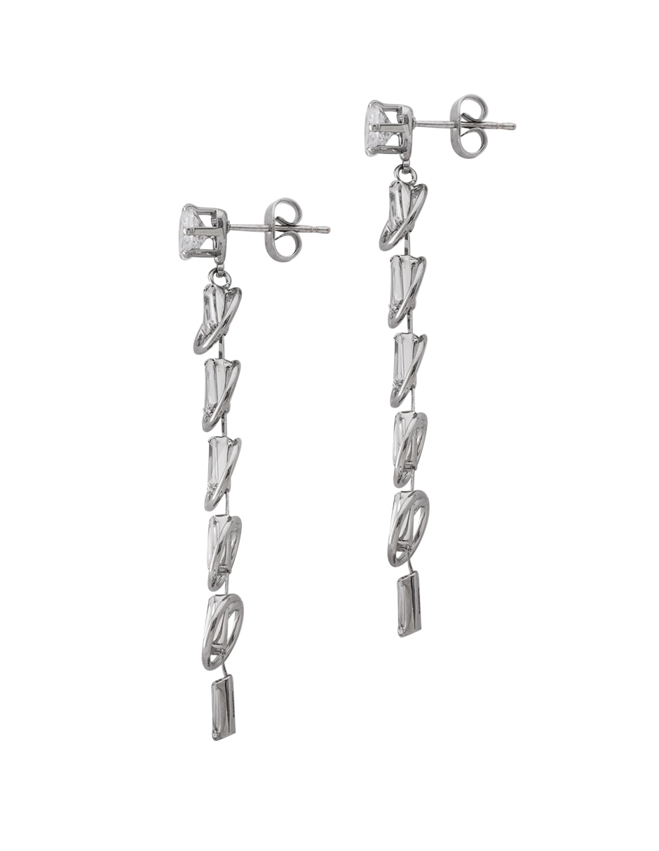Aretes con acabado baño rodio zirconia 3