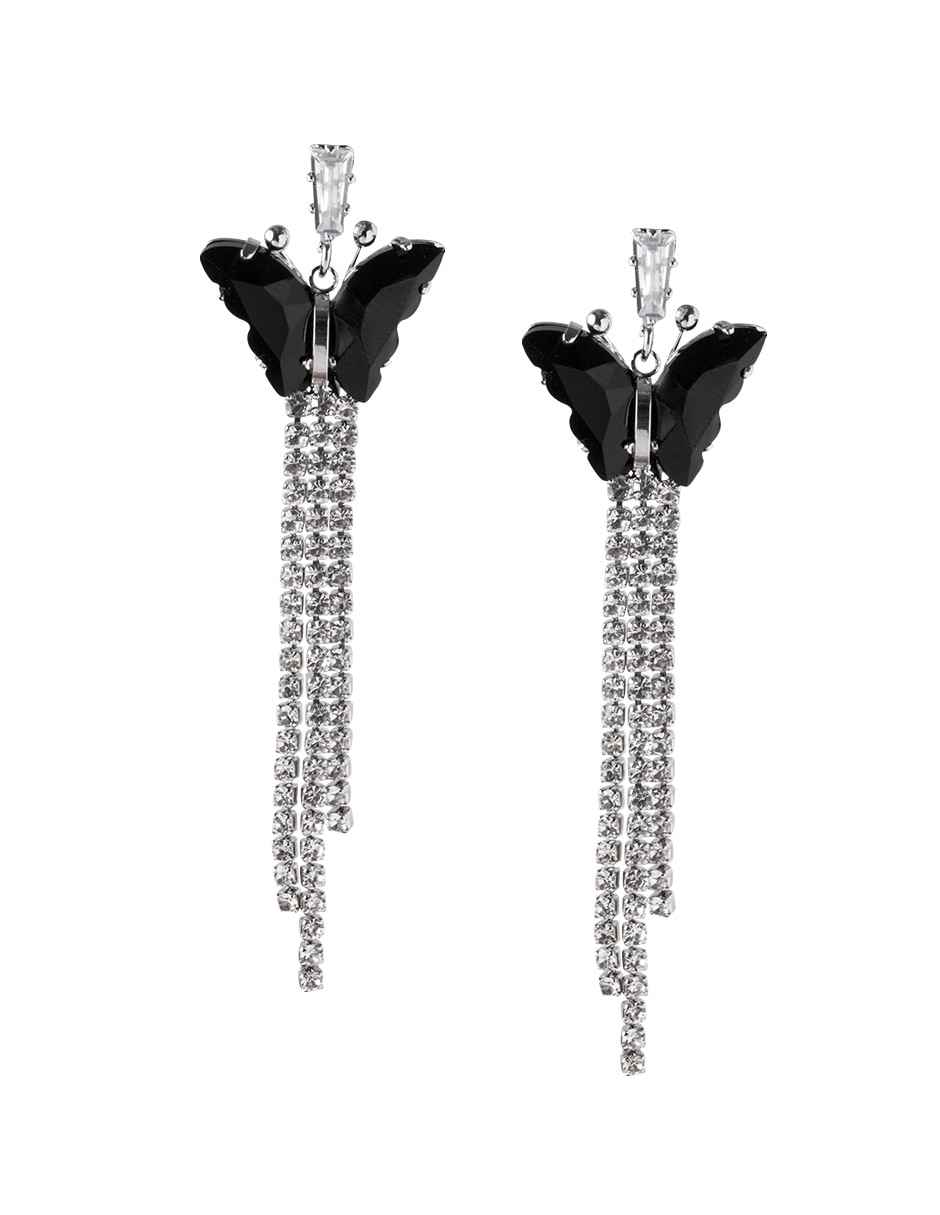 Aretes de mariposa Unlimited By Ob con acabado baño rodio cristal