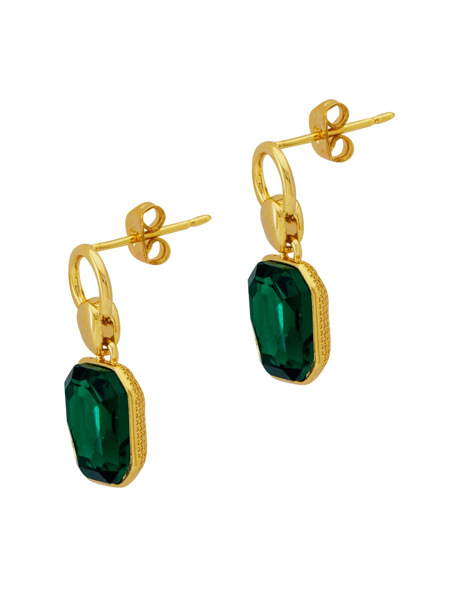 Aretes de rectángulo con acabado brillante cristal 2