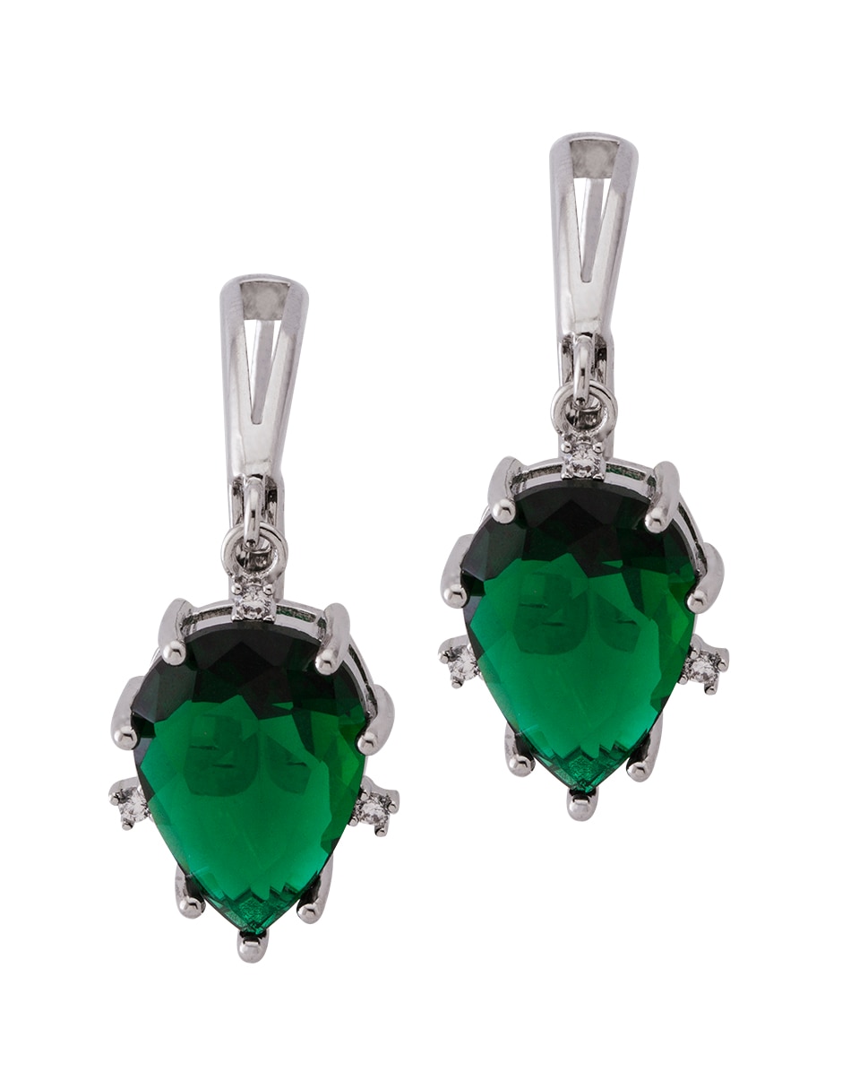 Aretes de gota con acabado baño rodio zirconia