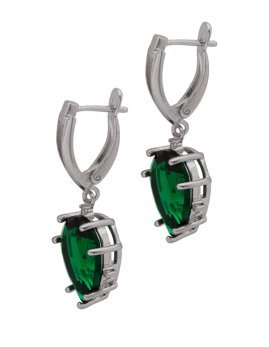 Aretes de gota con acabado baño rodio zirconia 2