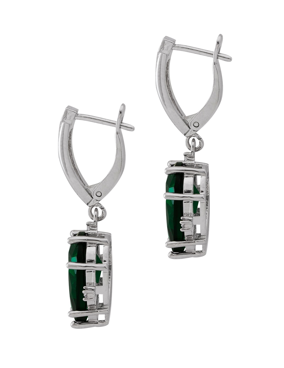 Aretes de gota con acabado baño rodio zirconia 3