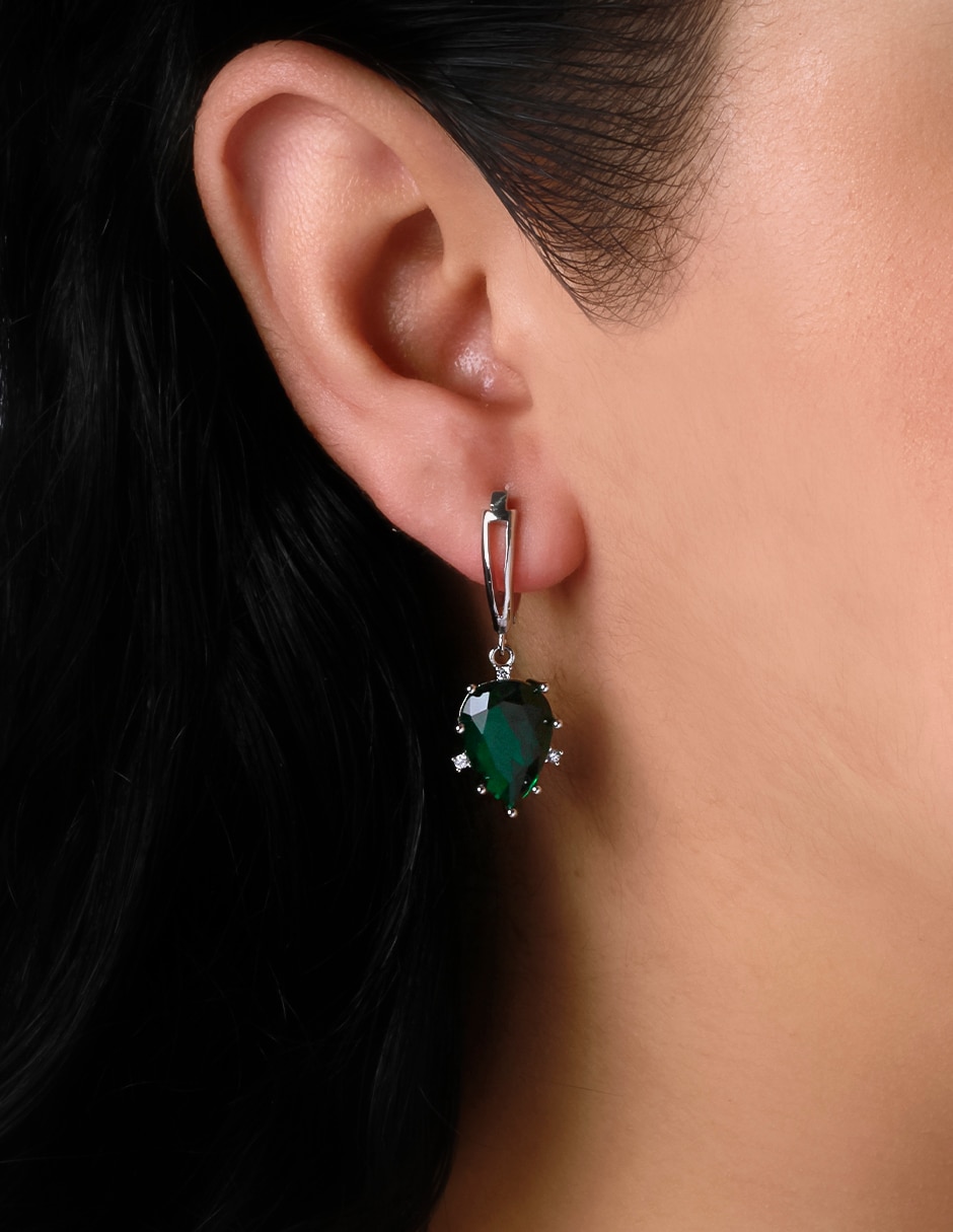 Aretes de gota con acabado baño rodio zirconia 4