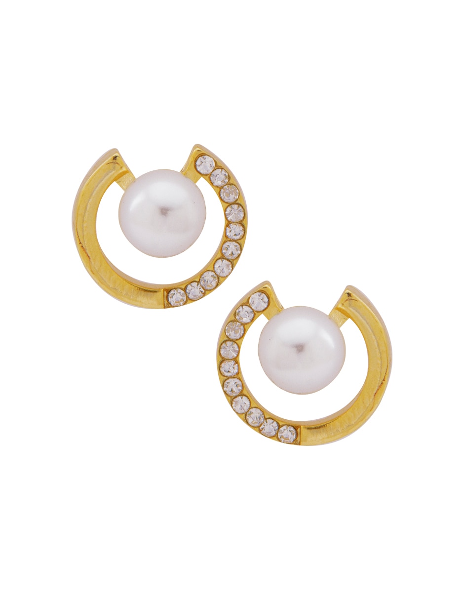 Aretes redondos con acabado chapa de oro cristal