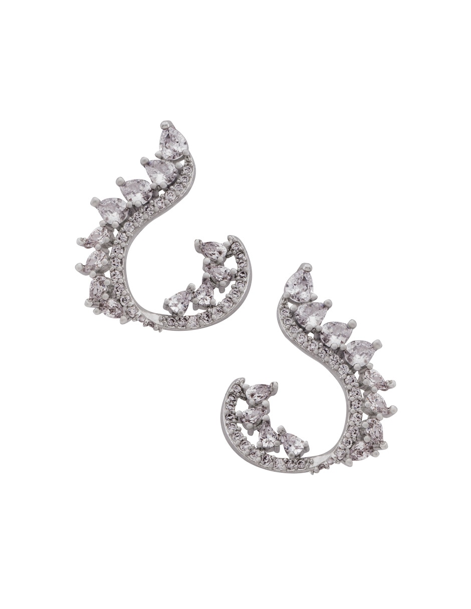 Aretes con acabado baño rodio zirconia